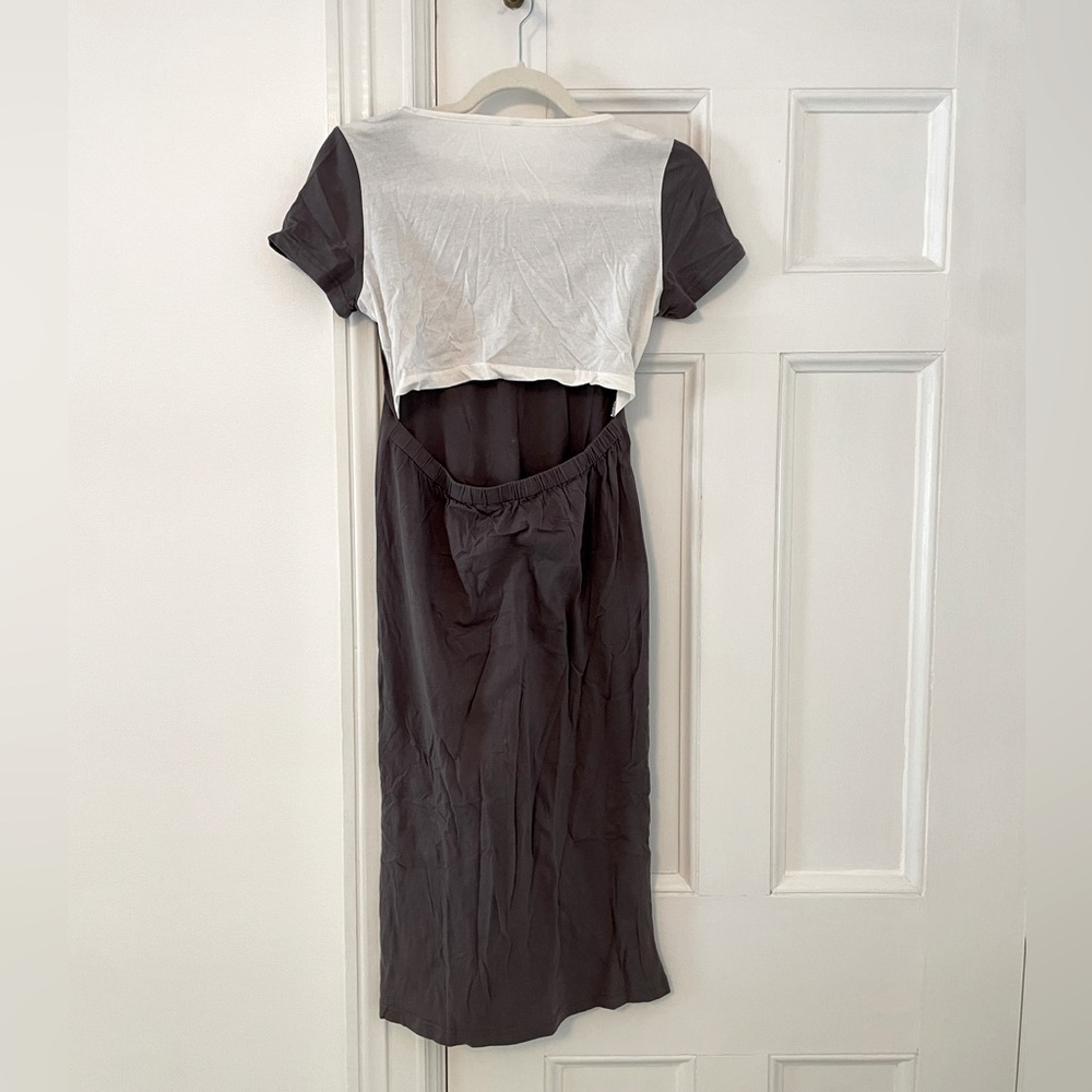 Black & White Backless Cutout Midi Dress Size S Casual Summer